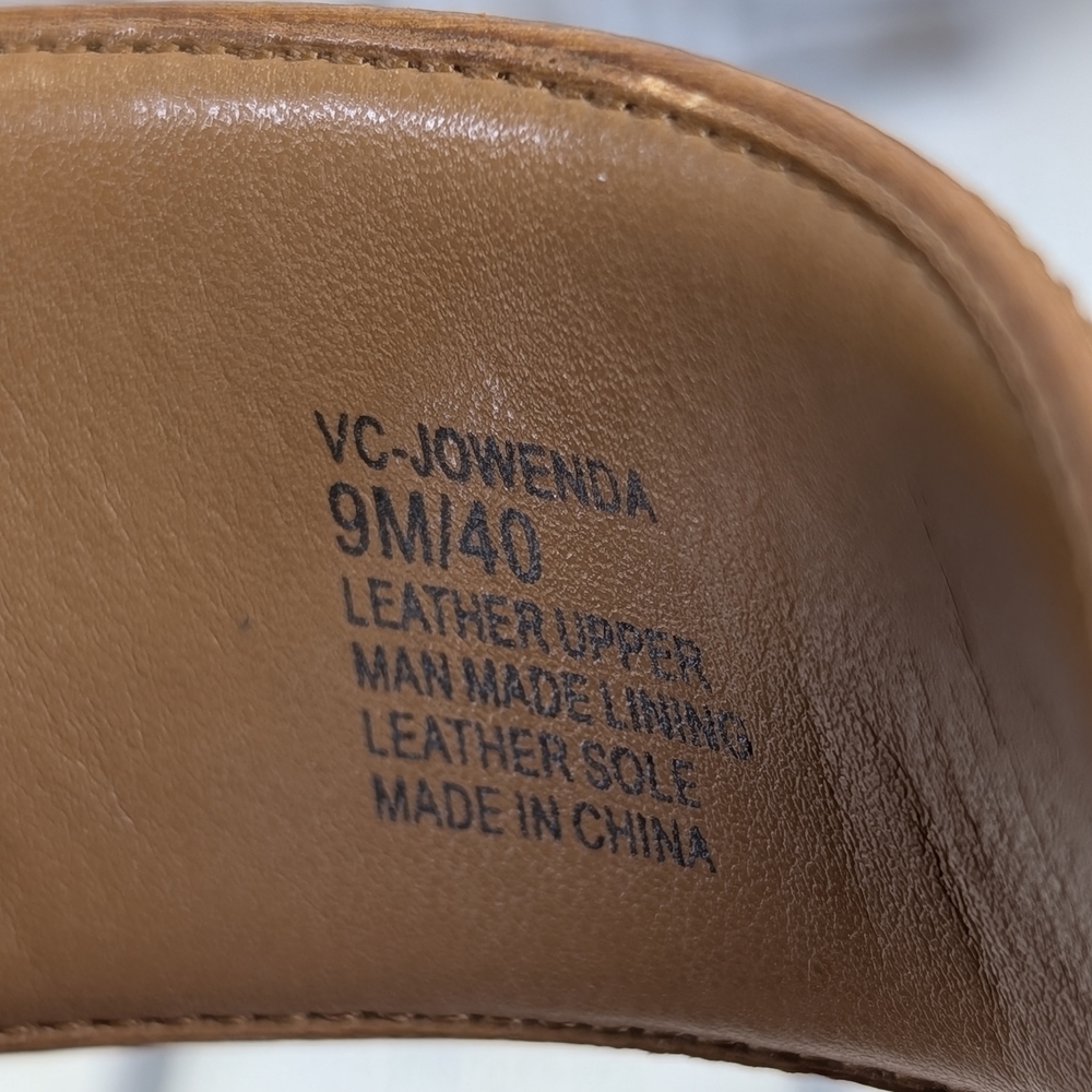 Vince Camuto Tan Leather Block Heel Sandals - Picture 10 of 11